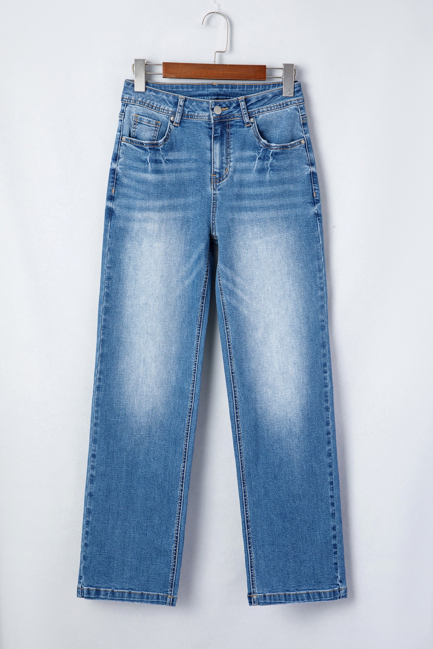 Ashleigh Blue Acid Washed Straight Leg Full Length Casual Jeans