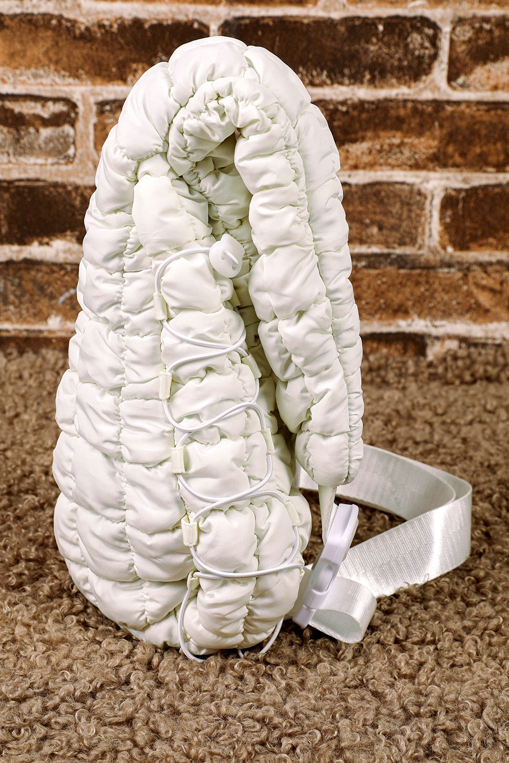 Wisteria Marshmallow Quilted Drawstring Crossbody Bag