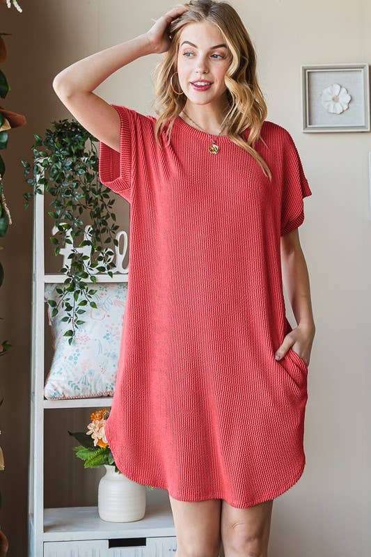 URBAN RIBBED MINI DRESS WITH SIDE POCKET