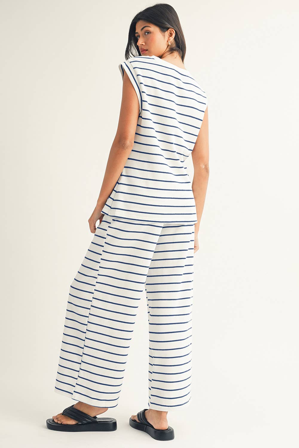 Stripe Texture Two Piece Pants Set
