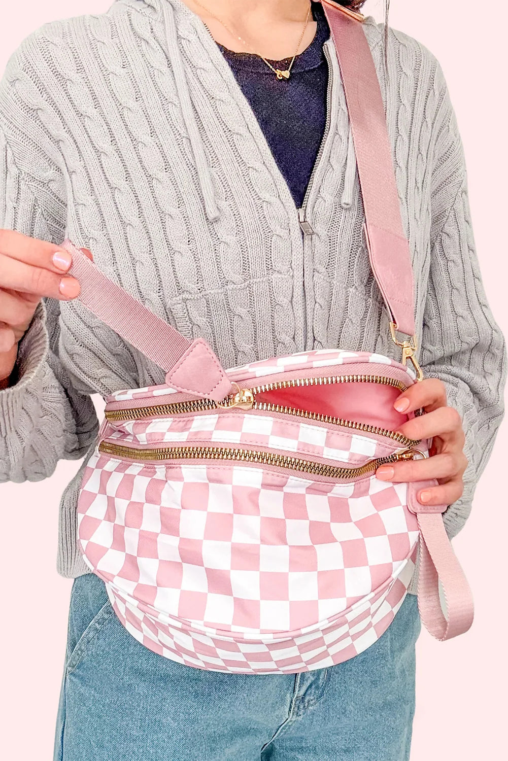 Black White Cow Print Wide Strap Large Crossbody Bag