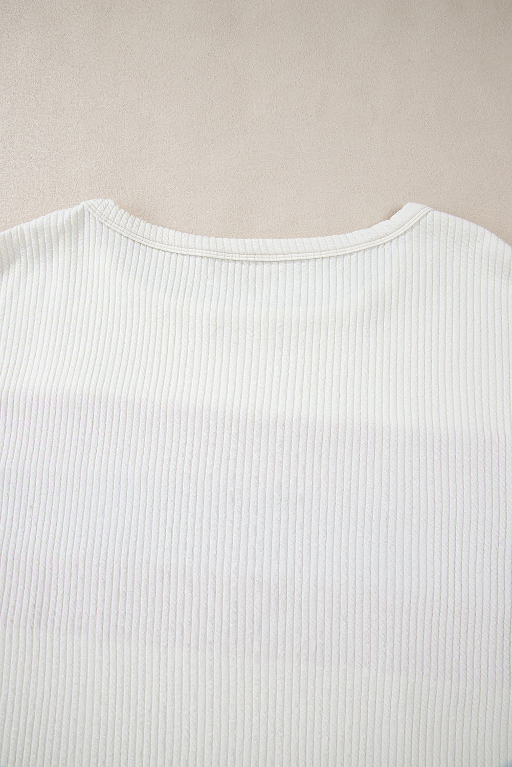 White Corded Exposed Seam Patchwork Drop Sleeve Top
