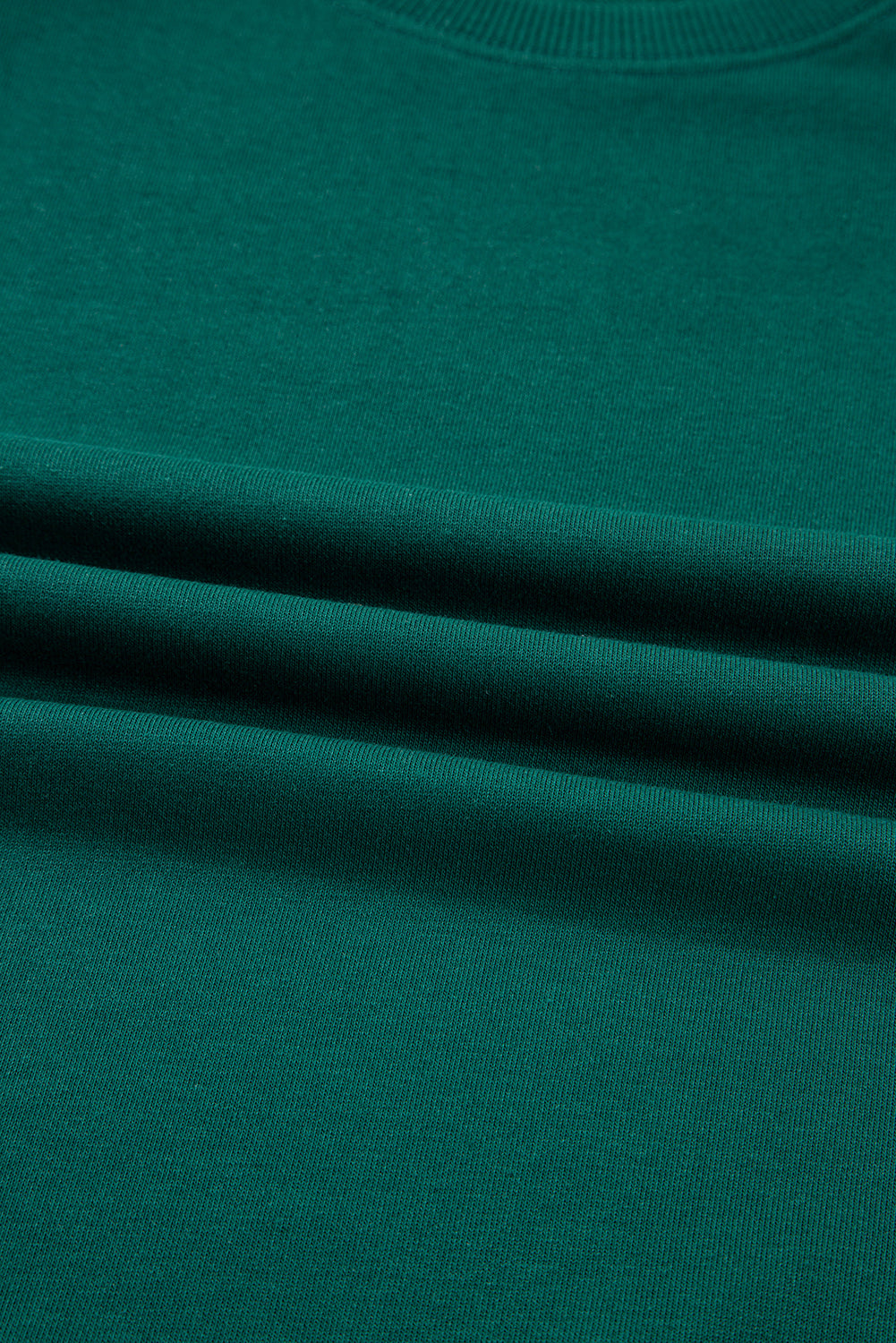 Sea Green Solid Color Pullover Top Varsity Stripe Detail Loose Drawstring Pants Set