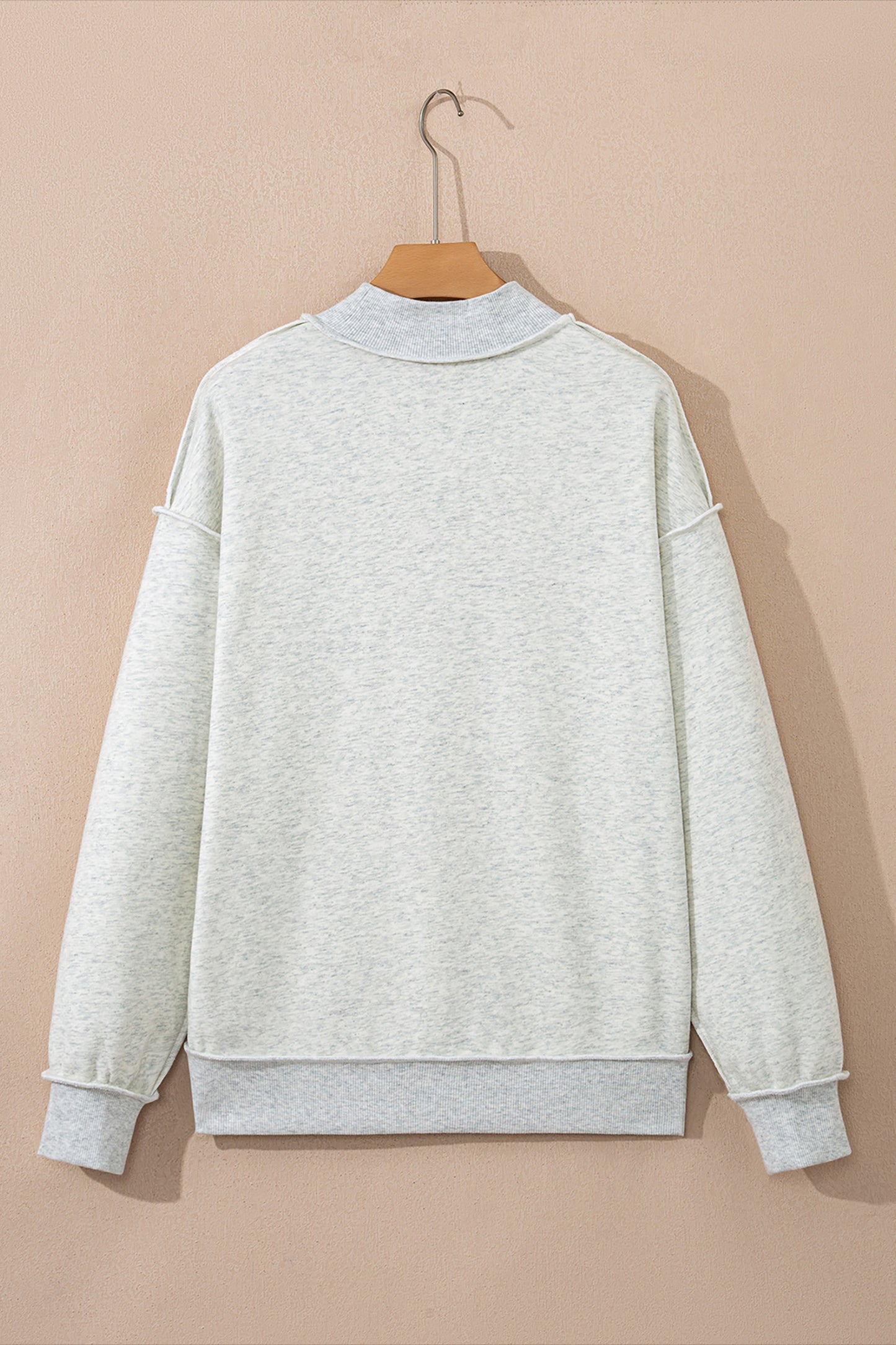 Bright Pink Oversize Drop Shoulder Reversible Mock Neck Sweatshirt