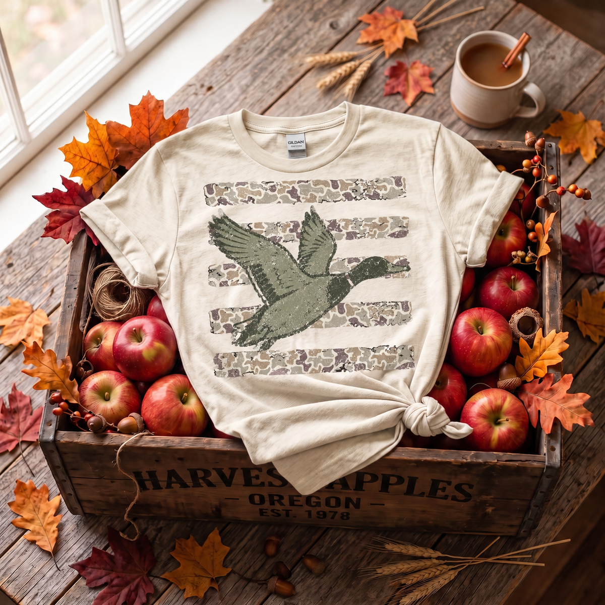 Vintage Camo Flying Duck Graphic Apparel