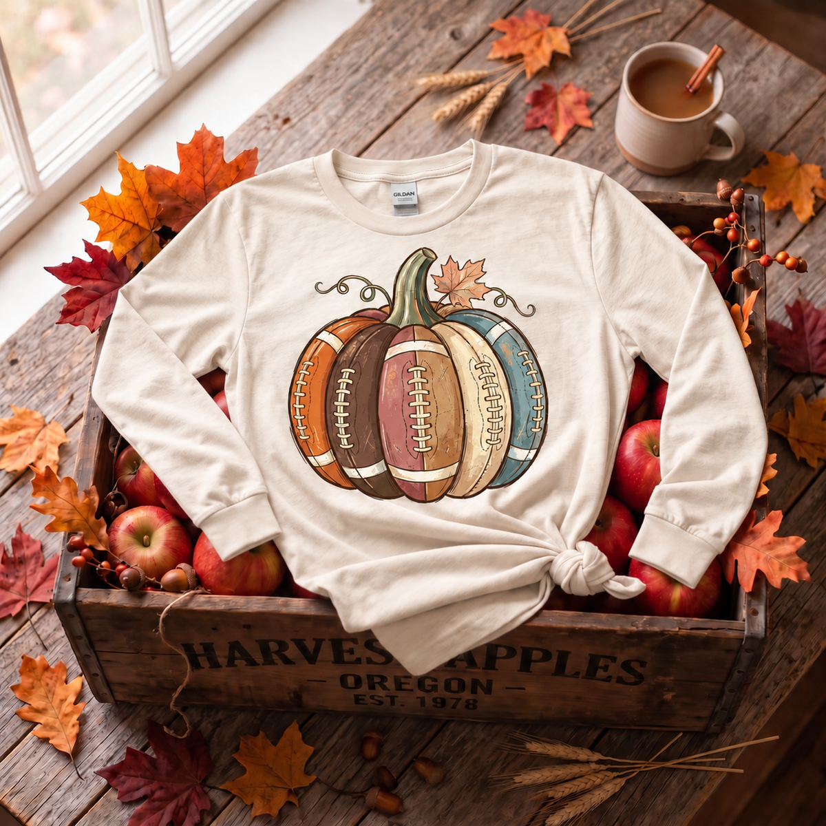 Fall Game Day Football Pumpkin Graphic Apparel