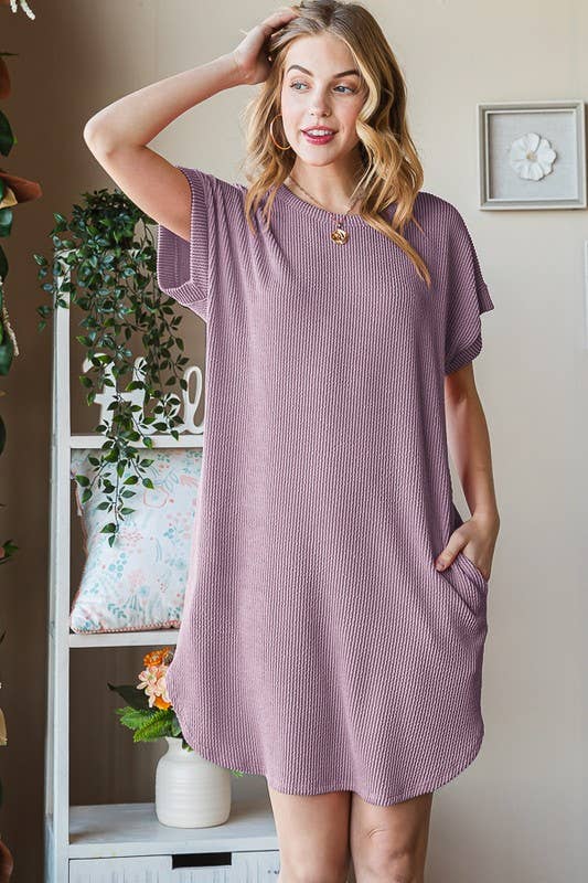 URBAN RIBBED MINI DRESS WITH SIDE POCKET