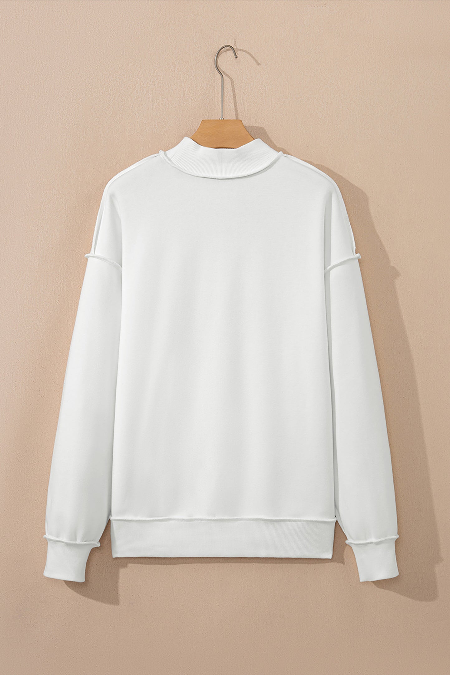 Bright Pink Oversize Drop Shoulder Reversible Mock Neck Sweatshirt