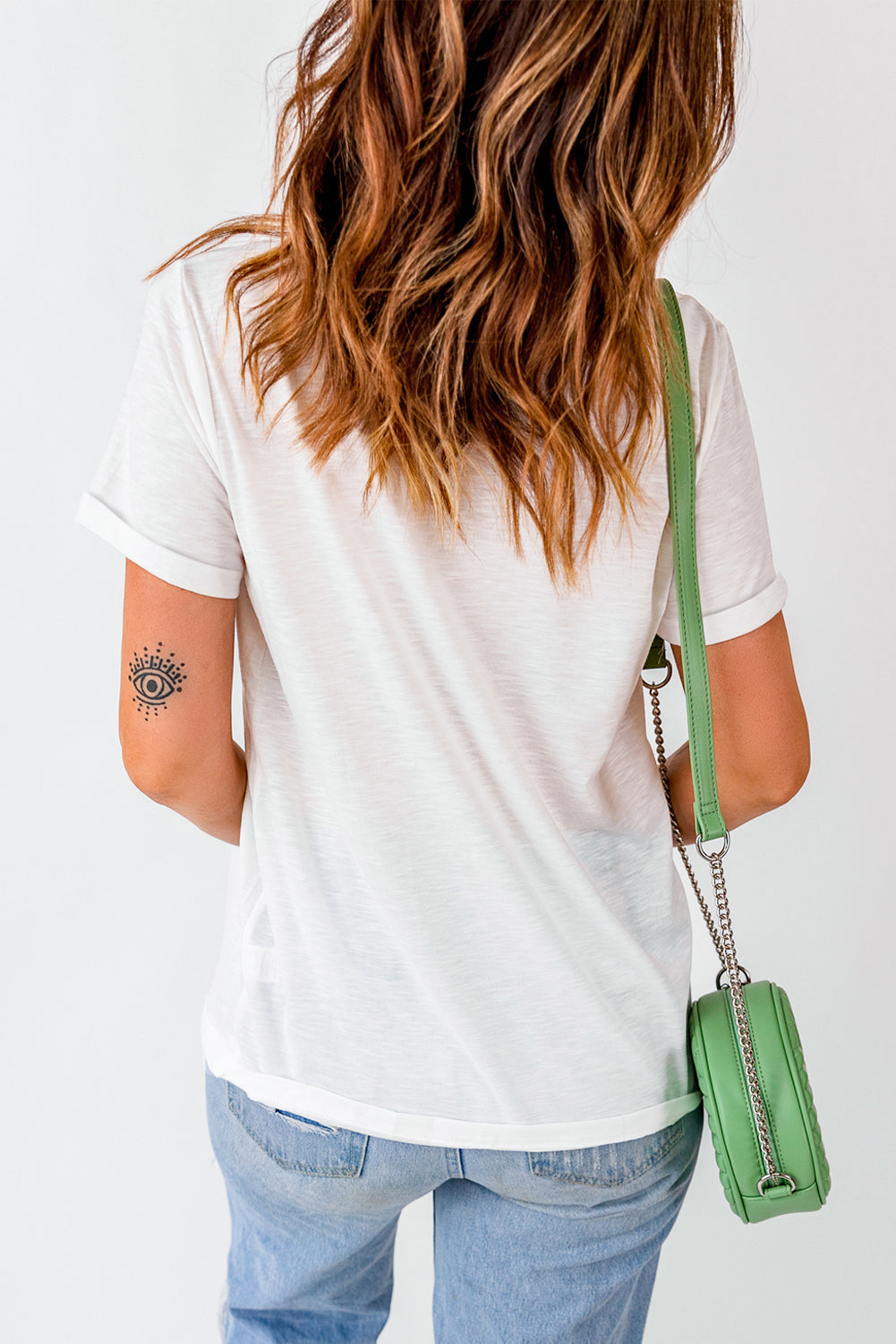 White Rugby Fashion Bow Print Graphic T Shirt