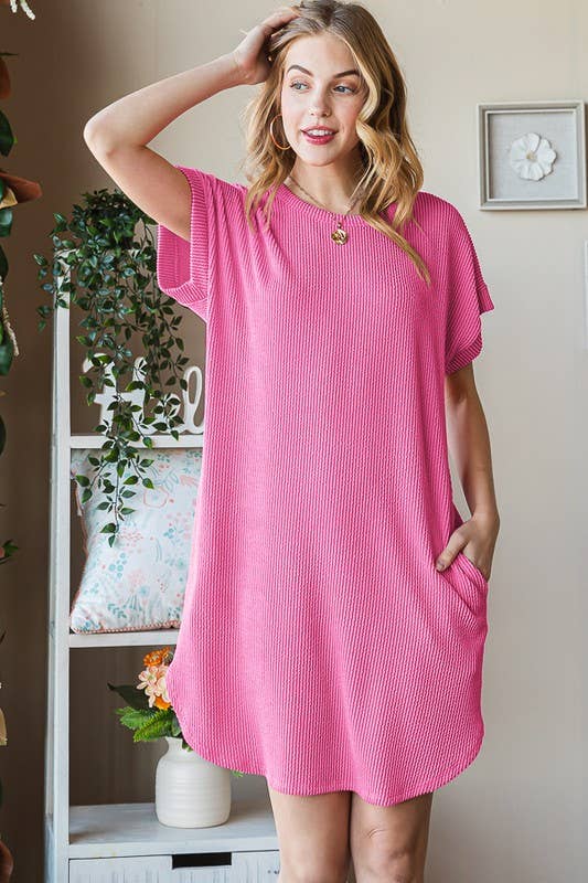URBAN RIBBED MINI DRESS WITH SIDE POCKET
