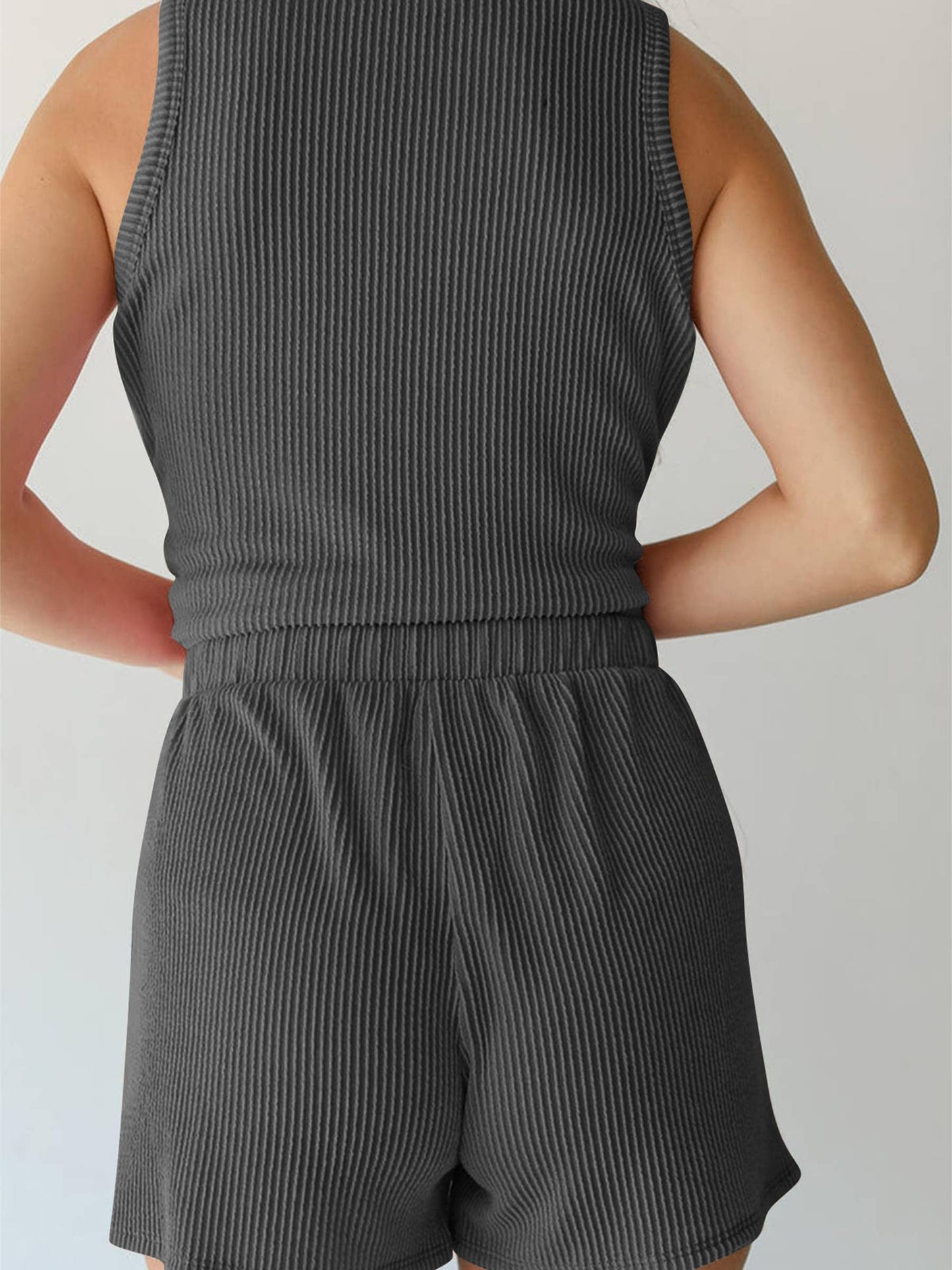 Sleeveless Vest Shorts Striped Two-piece Set