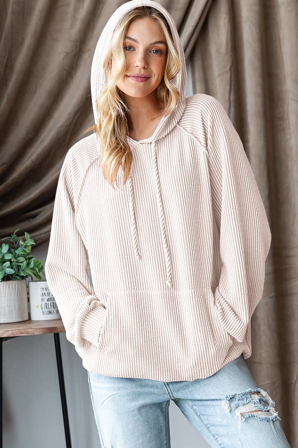 Long Puff Sleeve Drawstring Hoodie