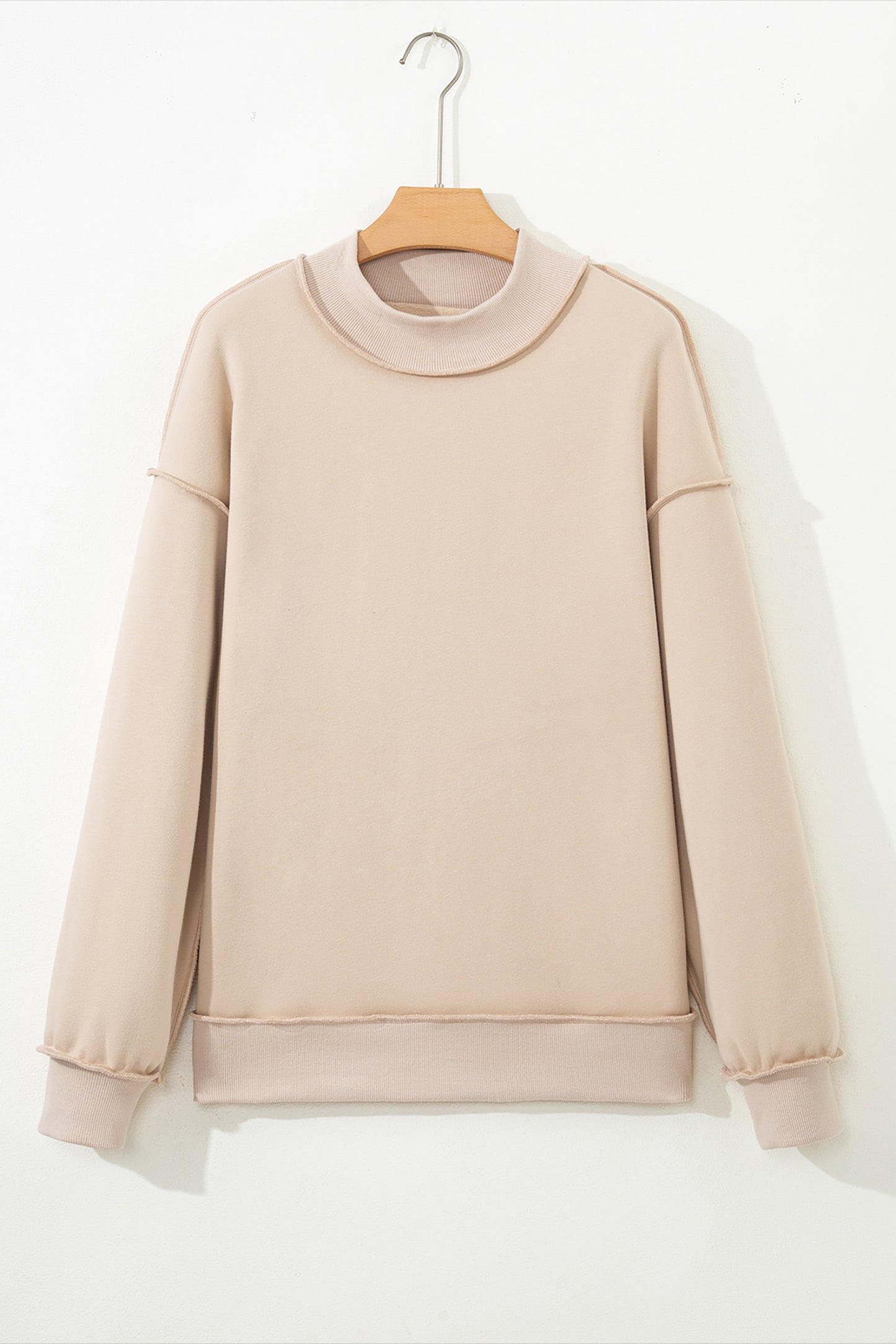 Bright Pink Oversize Drop Shoulder Reversible Mock Neck Sweatshirt