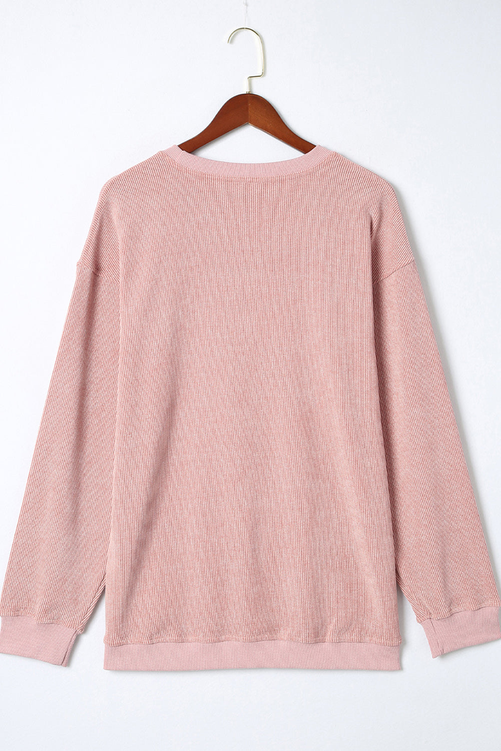 Pink MERRY Christmas Plaid Leopard Heat Transfer Printing Corded Sweatshirt