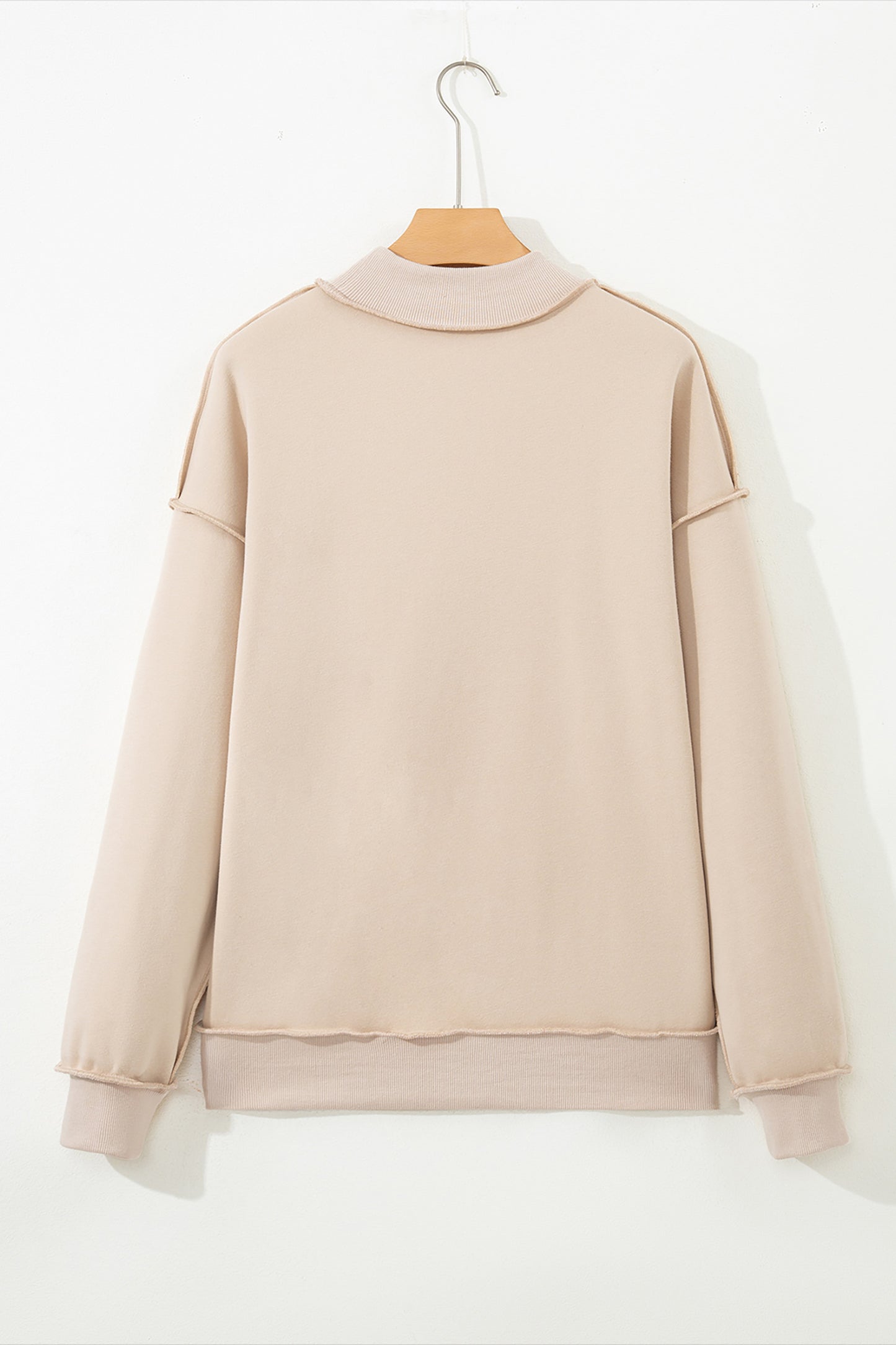 Bright Pink Oversize Drop Shoulder Reversible Mock Neck Sweatshirt