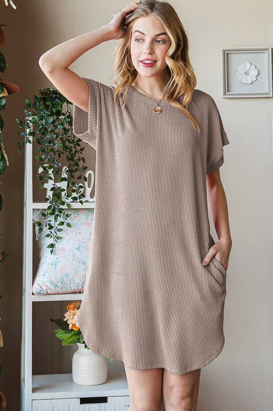 URBAN RIBBED MINI DRESS WITH SIDE POCKET