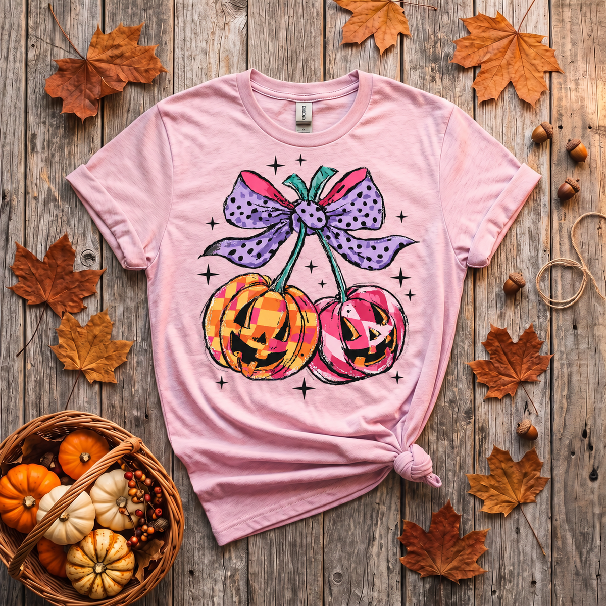 Sweet & Spooky Pumpkin Cherry Graphic Shirt