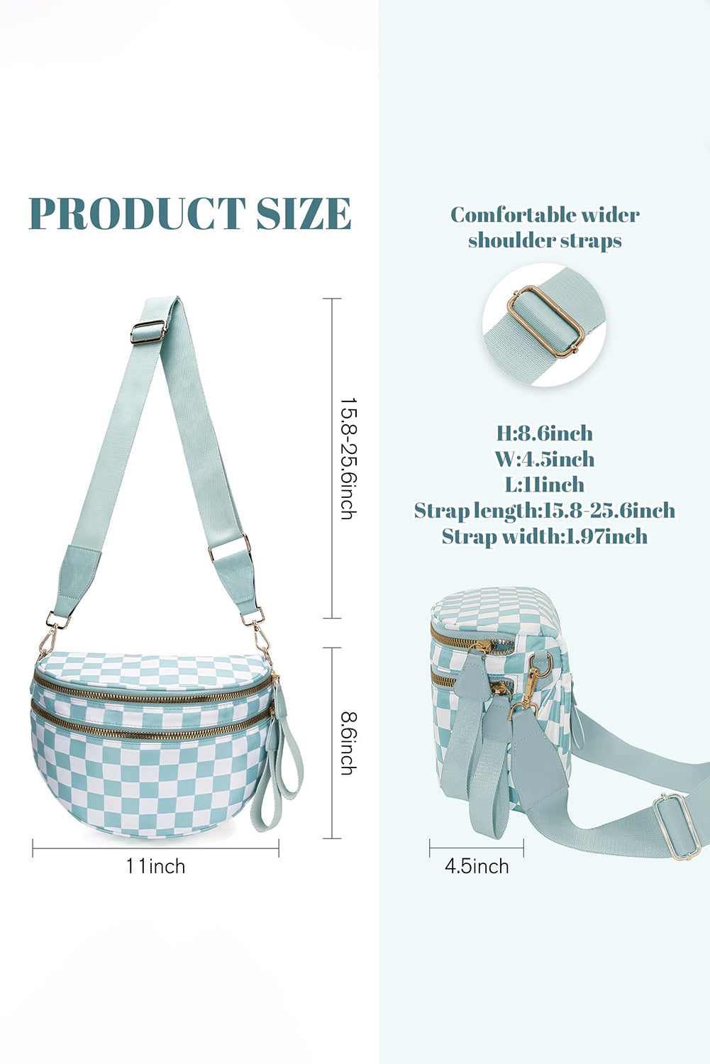 Black White Cow Print Wide Strap Large Crossbody Bag
