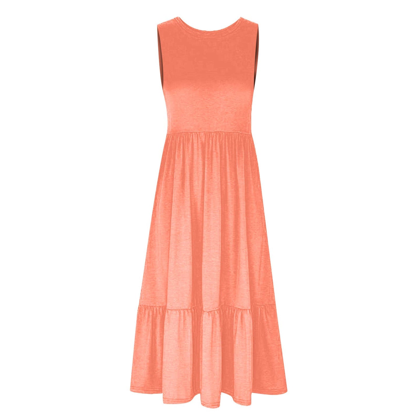 Ladies Sleeveless Simple Midi Dress, Pockets