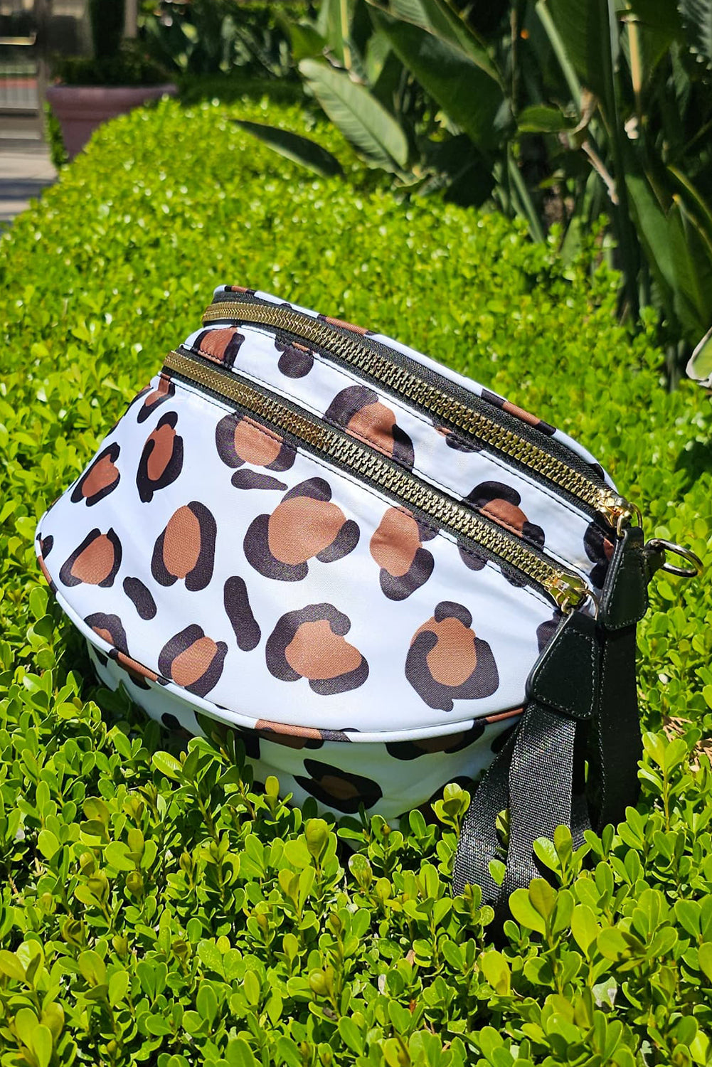Black White Cow Print Wide Strap Large Crossbody Bag