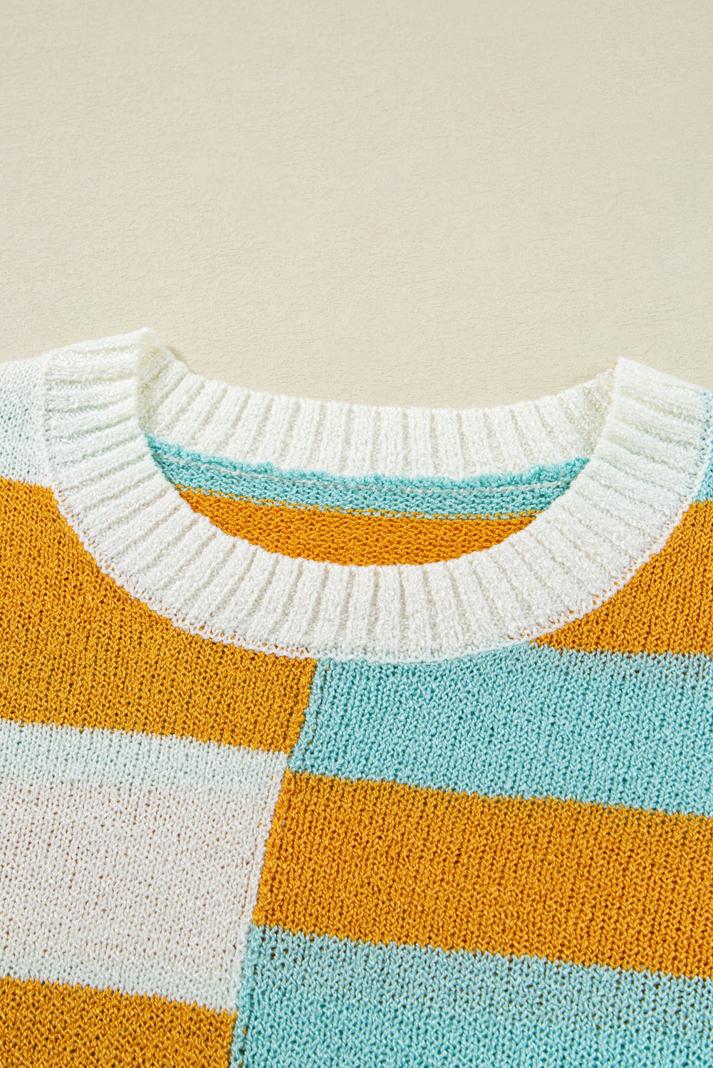 Jurassic Gold Colorblock Striped Pullover Sweater