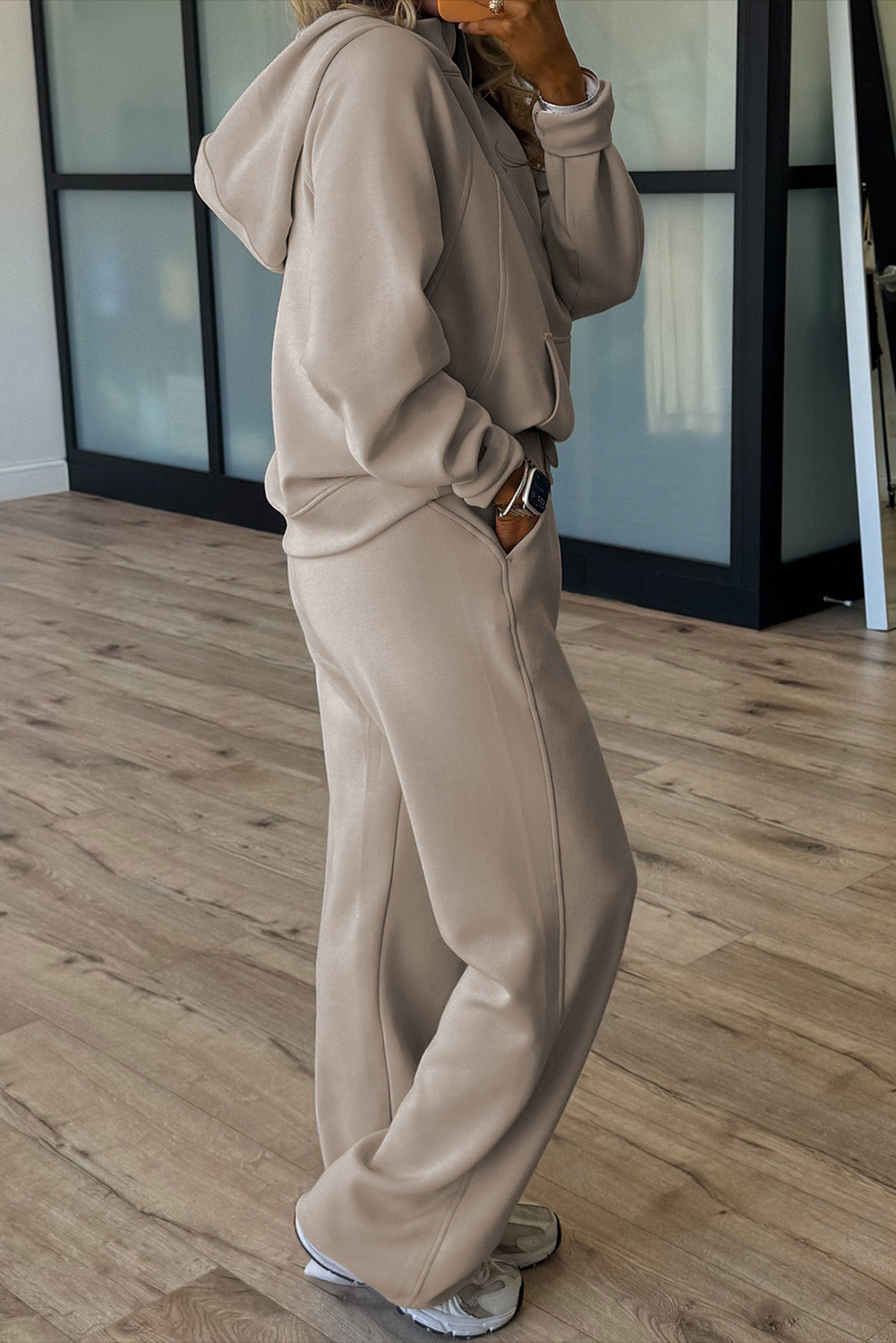 Orchid Bouquet Half Zip Thumbhole Sleeve Hoodie Active Pants 2pcs Outfit