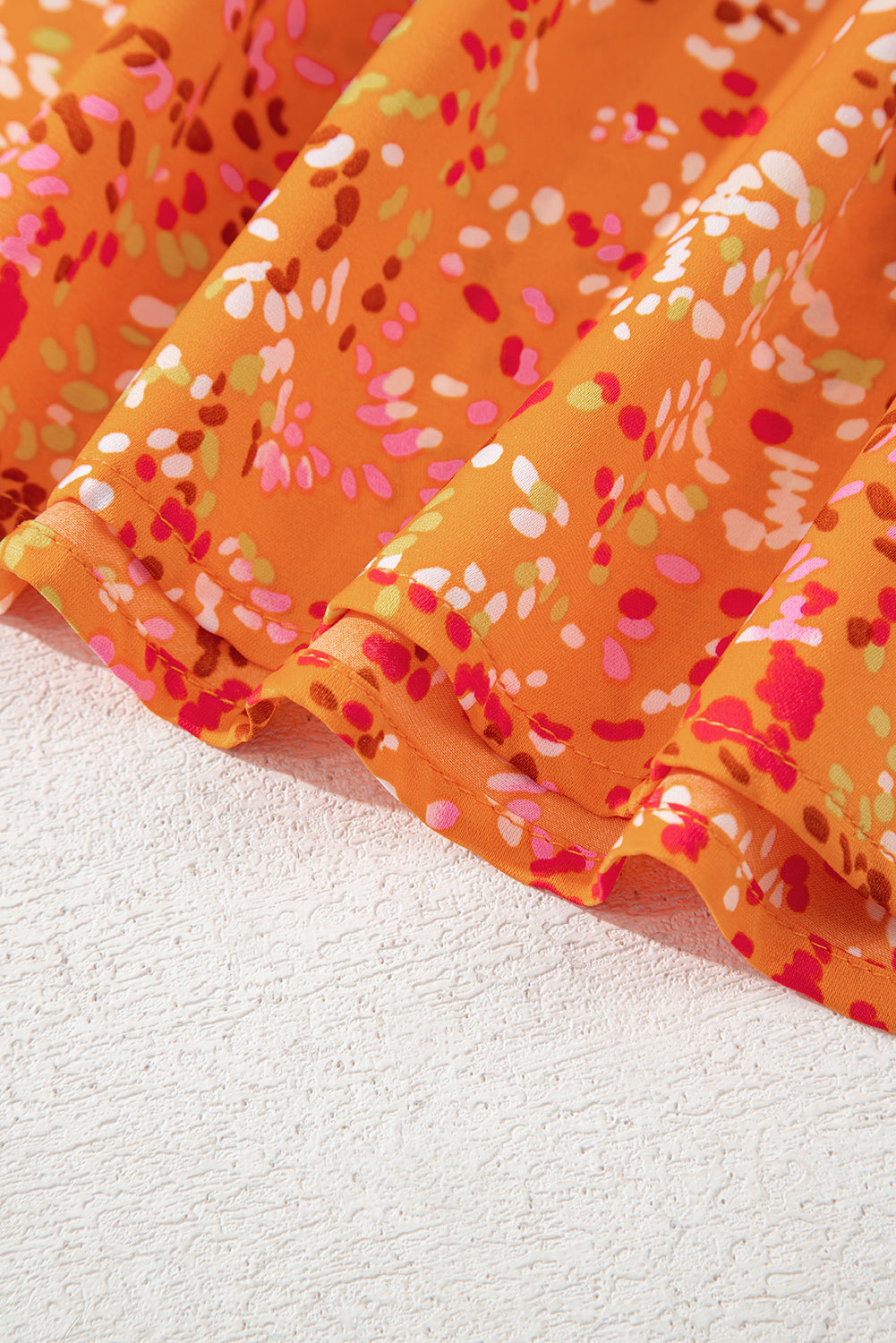 Bonbon Abstract Print Loose Fit Collared V Neck Babydoll Blouse