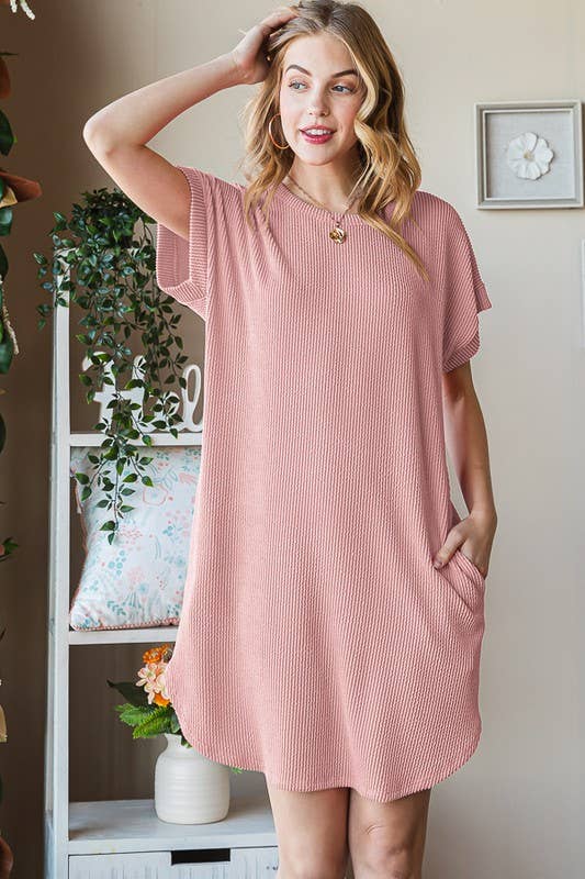 URBAN RIBBED MINI DRESS WITH SIDE POCKET