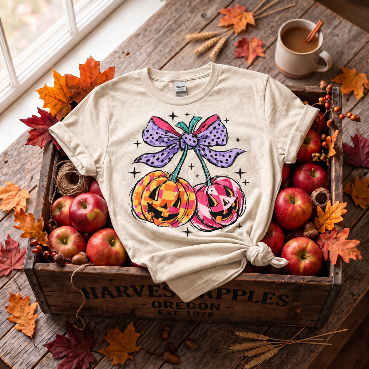 Sweet & Spooky Pumpkin Cherry Graphic Shirt