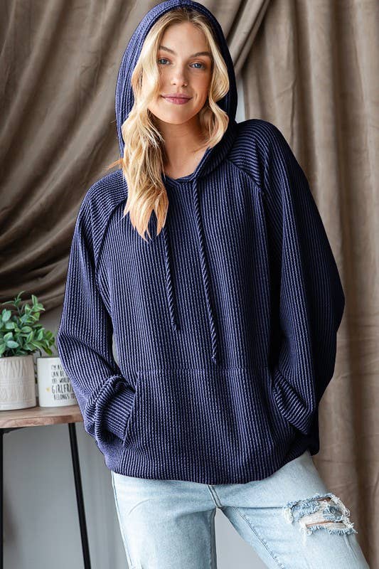 Long Puff Sleeve Drawstring Hoodie