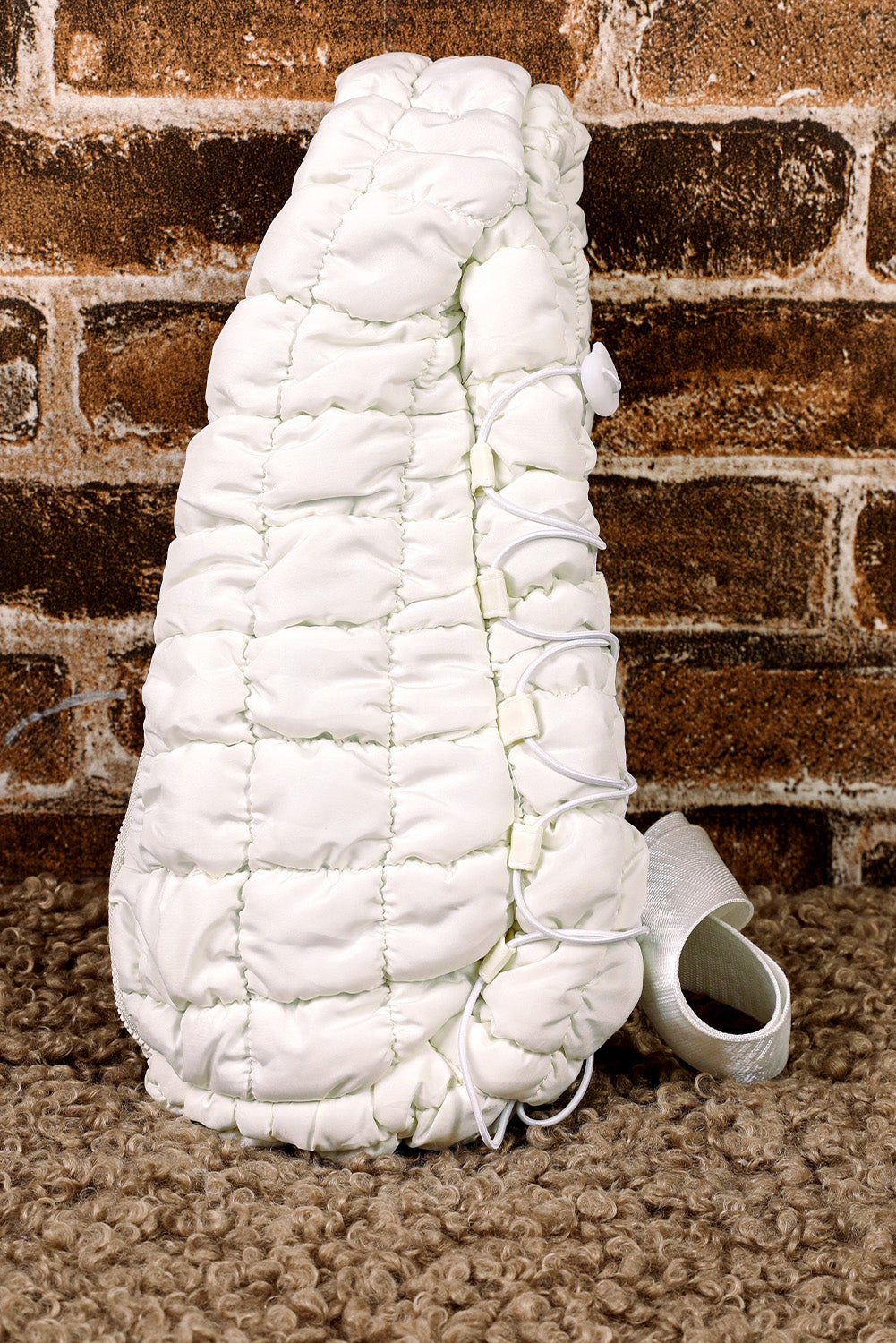Wisteria Marshmallow Quilted Drawstring Crossbody Bag