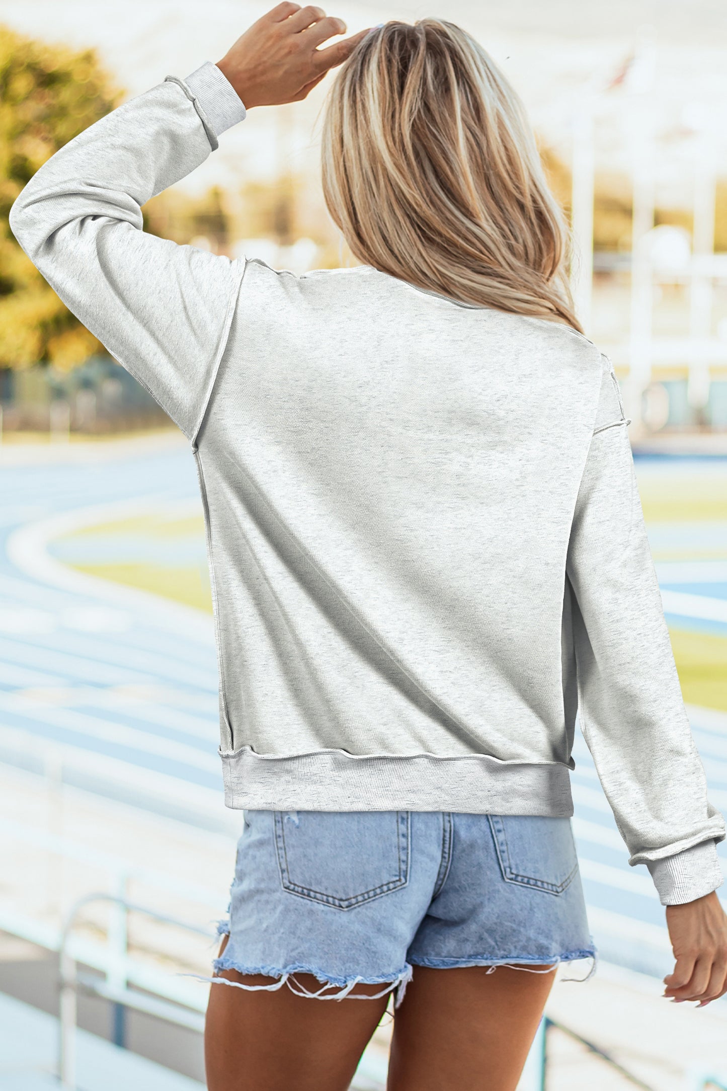 Bright Pink Oversize Drop Shoulder Reversible Mock Neck Sweatshirt