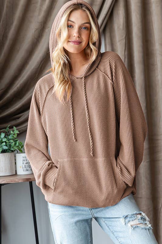 Long Puff Sleeve Drawstring Hoodie