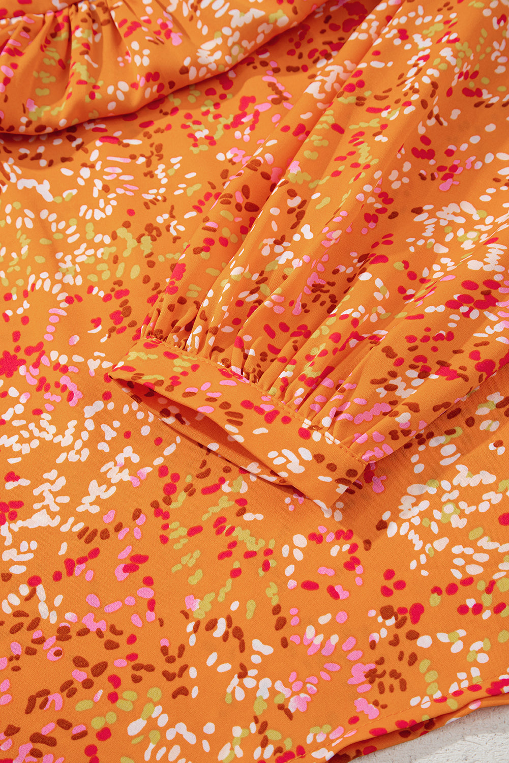 Bonbon Abstract Print Loose Fit Collared V Neck Babydoll Blouse