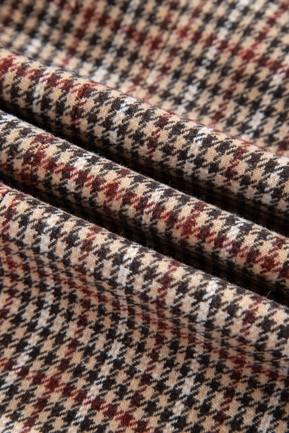 Brown Houndstooth Lapel Collar Blazer