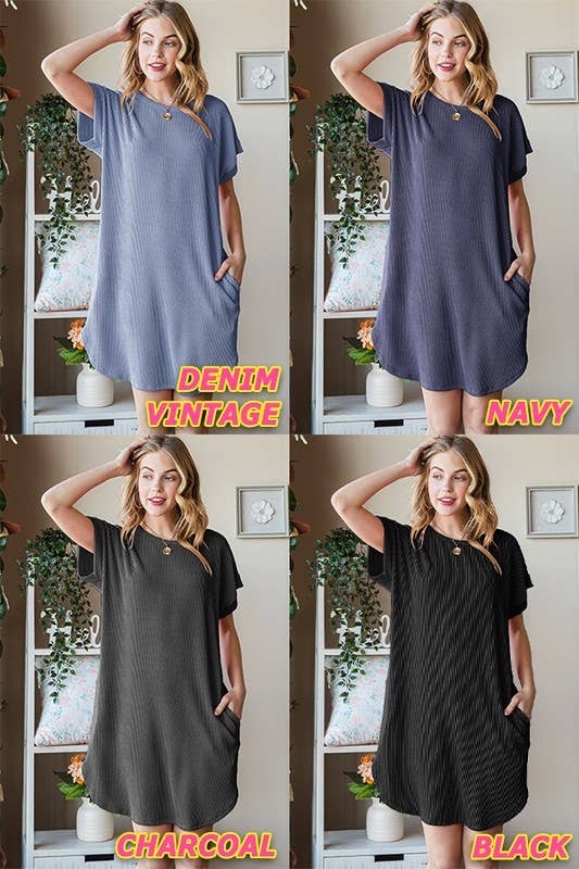 URBAN RIBBED MINI DRESS WITH SIDE POCKET