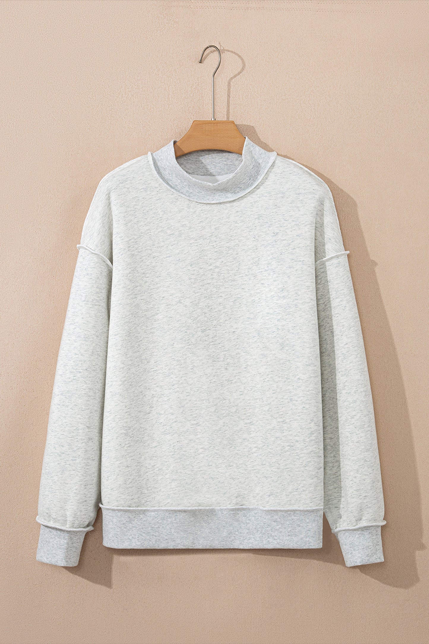 Bright Pink Oversize Drop Shoulder Reversible Mock Neck Sweatshirt