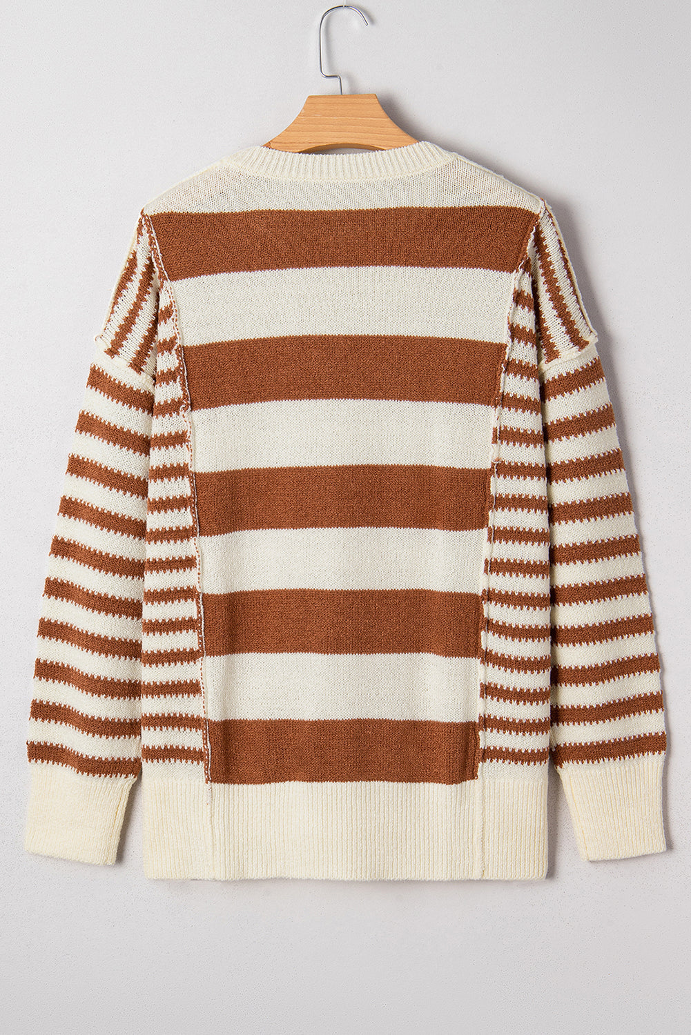 Black Stripe Drop Shoulder Sleeve Patchwork Baggy Sweater