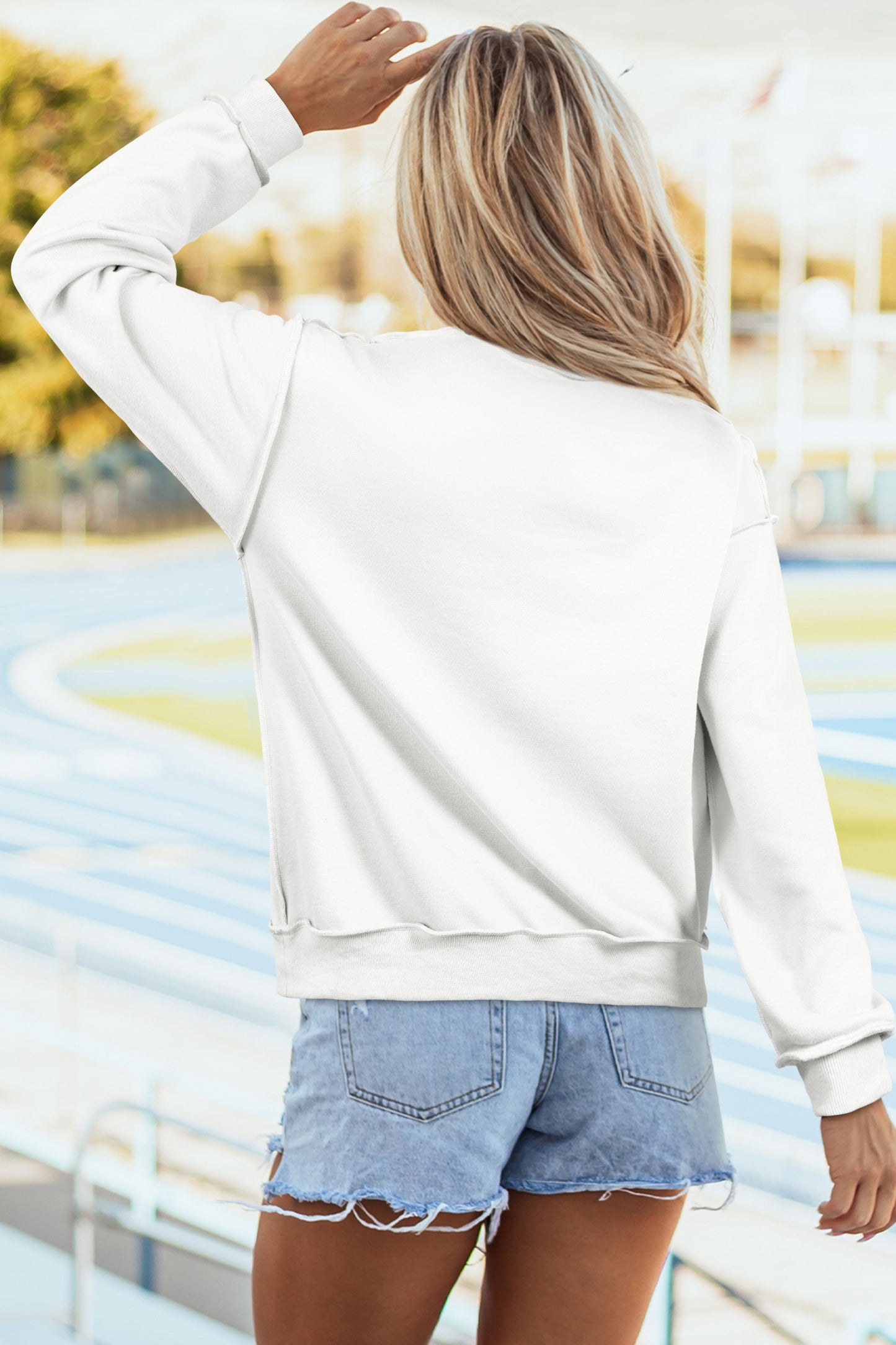 Bright Pink Oversize Drop Shoulder Reversible Mock Neck Sweatshirt