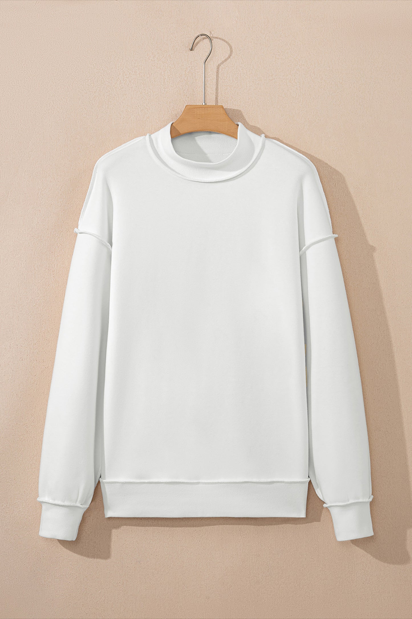 Bright Pink Oversize Drop Shoulder Reversible Mock Neck Sweatshirt