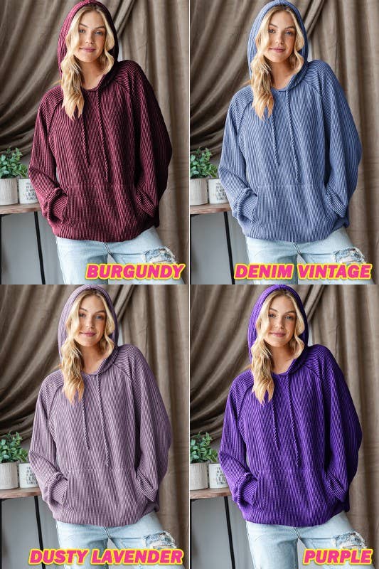 Long Puff Sleeve Drawstring Hoodie