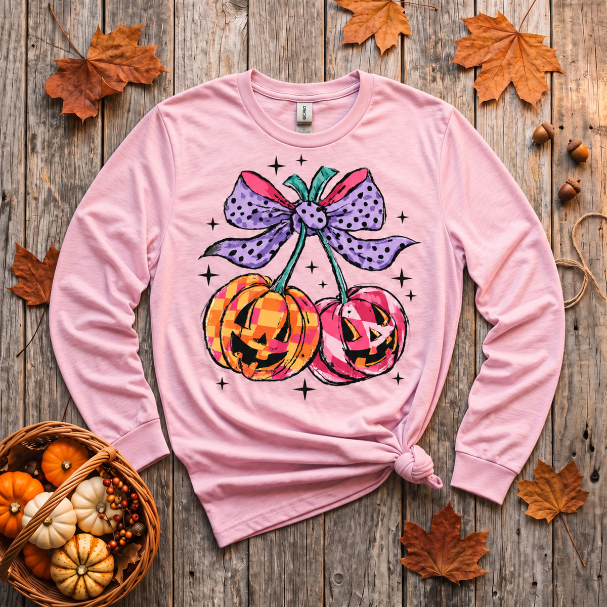 Sweet & Spooky Pumpkin Cherry Graphic Shirt