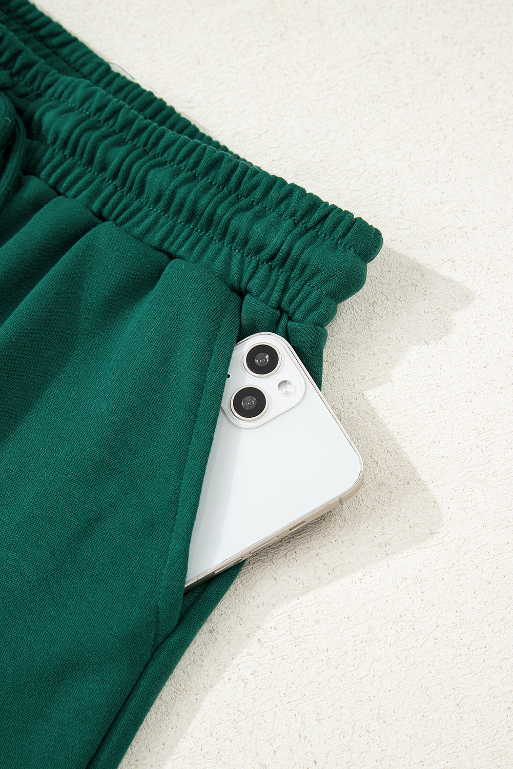 Evergreen Varsity Striped Sleeve Drop Shoulder Sweatshirt and Shorts Set