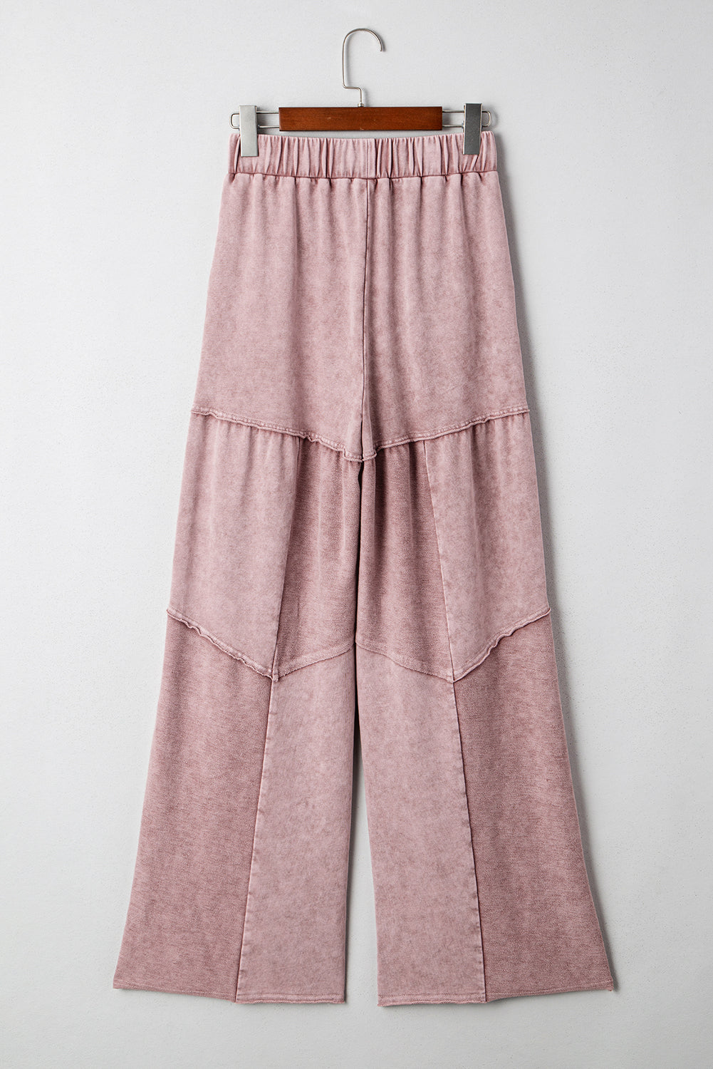Black Mineral Wash Tiered Wide Leg Patchwork Drawstring Pants