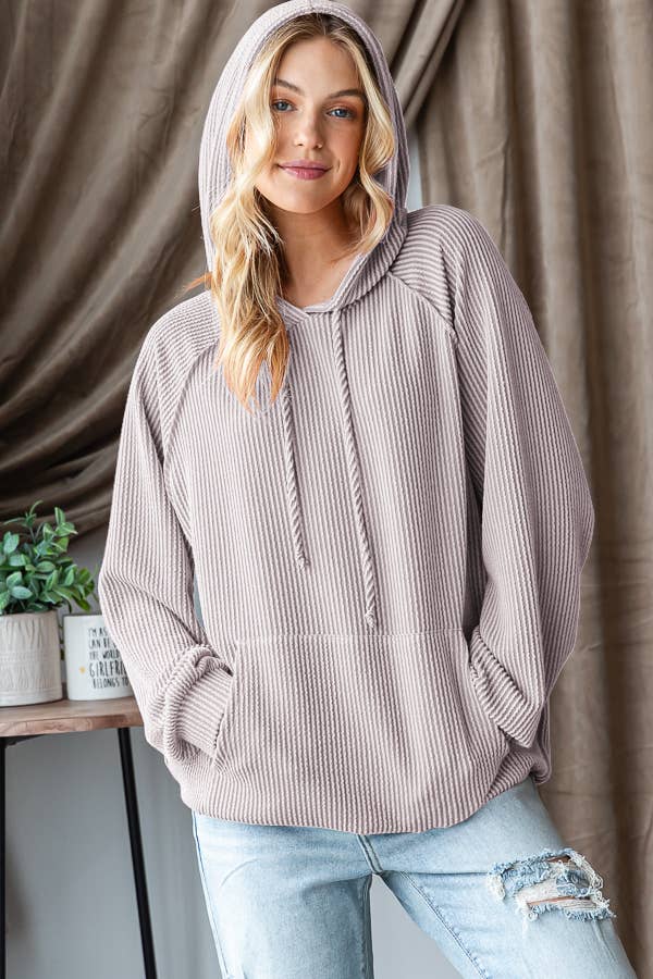 Long Puff Sleeve Drawstring Hoodie